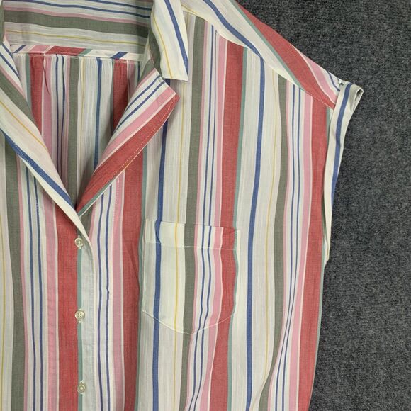 Old Navy Striped Shirt Women XXL Cap Sleeve Tie Waist Cool Summer Cotton Rayon - Picture 5 of 12
